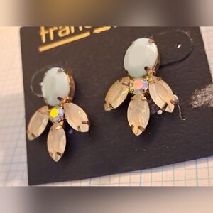 Francesca's Collections Light Blue and Iridescent Crystal Earrings New